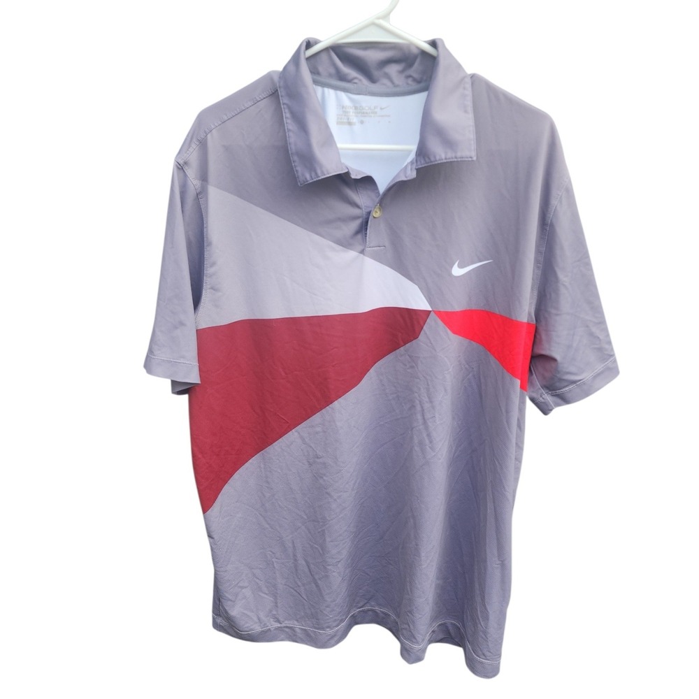 Nike Golf Tour Performance Dri-FIT Polo Shirt Grey Red Pine Lakes CC Mens L